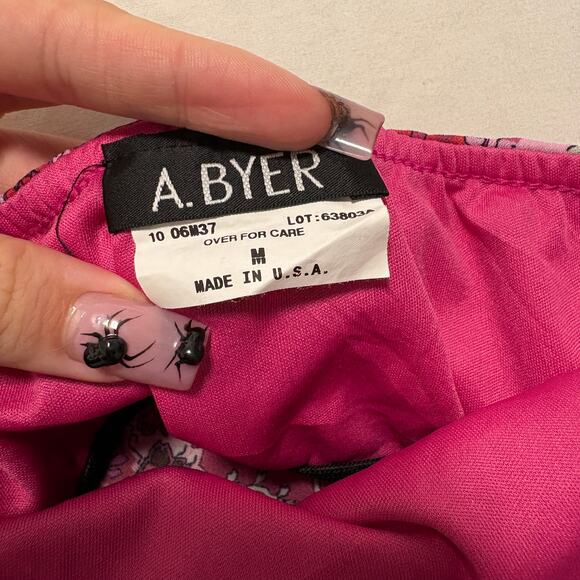 00's VTG Y2K Pink Fairy Top Asymmetrical Hem Tie Neck M - Picture 5 of 5